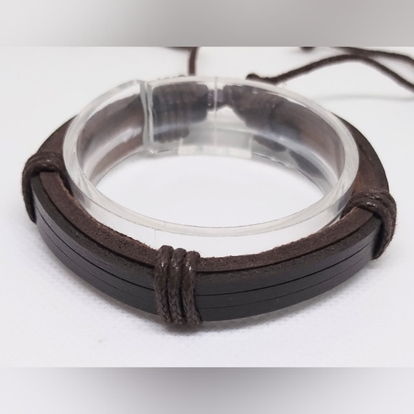 Mens Bracelet Leather Brown New f20 - Picture 1 of 1